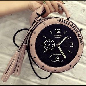Pink clock purse novelty